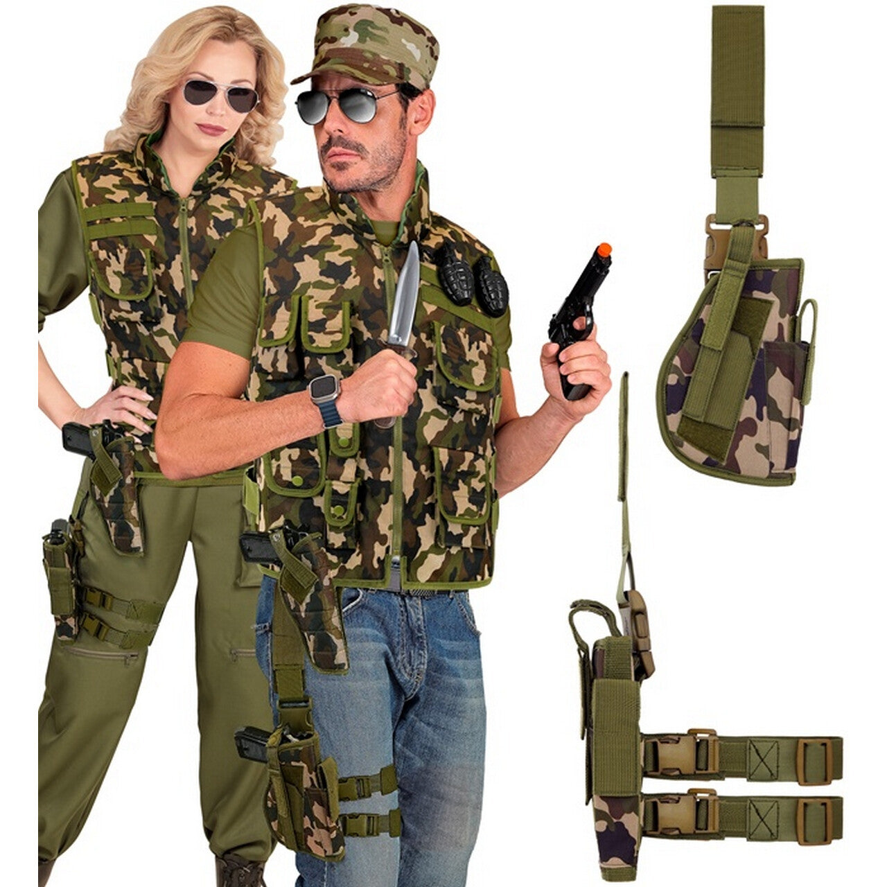 Op deze afbeelding zie je een Accessoires, van het merk Widmann. Rechter Beenholster Commanco Camo
