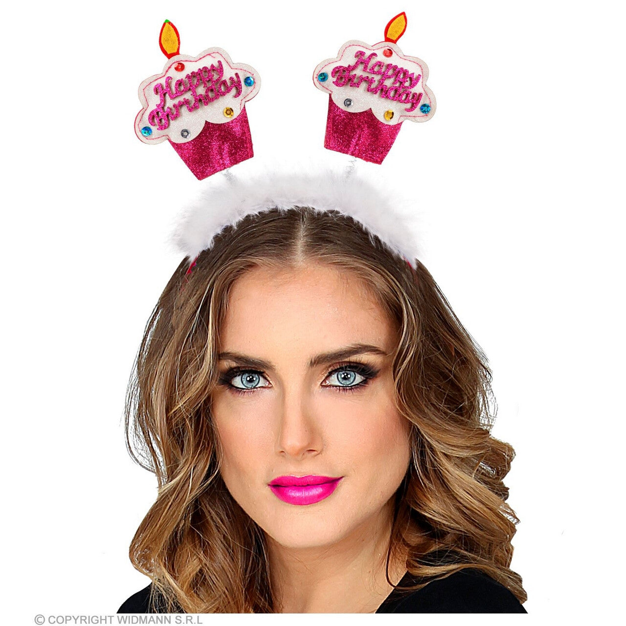 Op deze afbeelding zie je een Accessoires, van het merk Widmann. Cupcake Happy Birthday Haarband Roze