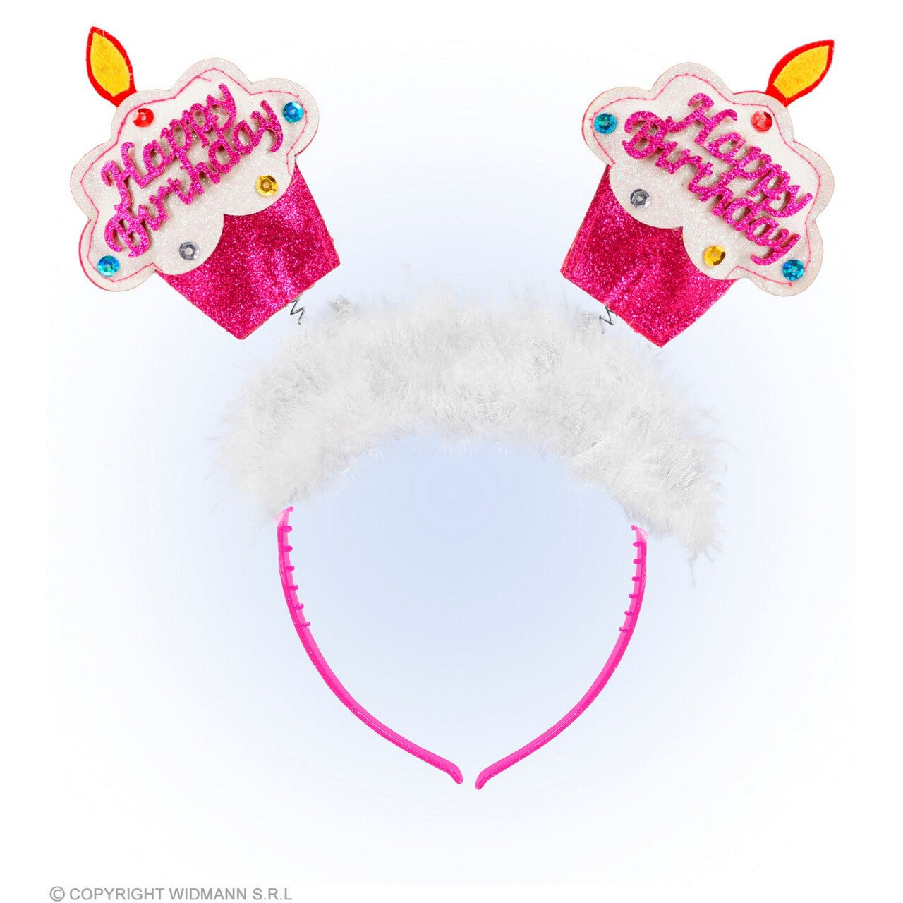 Op deze afbeelding zie je een Accessoires, van het merk Widmann. Cupcake Happy Birthday Haarband Roze