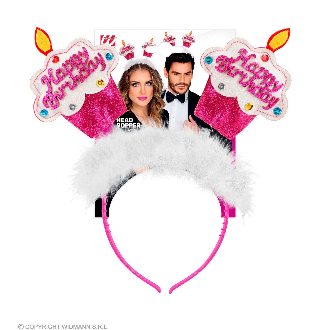 Op deze afbeelding zie je een Accessoires, van het merk Widmann. Cupcake Happy Birthday Haarband Roze
