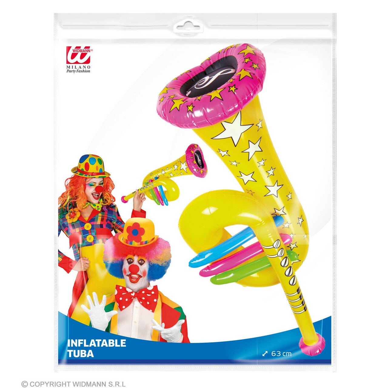 Op deze afbeelding zie je een Accessoires, van het merk Widmann. Opblaasbare Tuba Geel