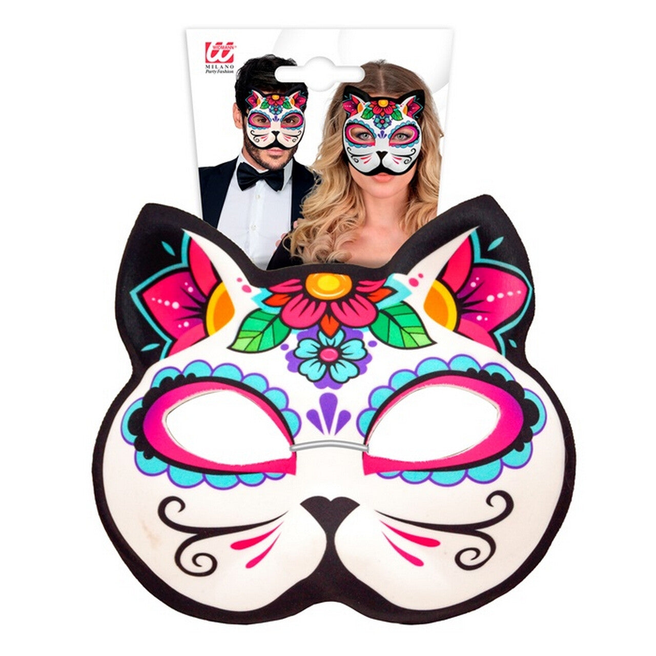 Op deze afbeelding zie je een Accessoires, van het merk Widmann. Masker Day Of The Dead Kat