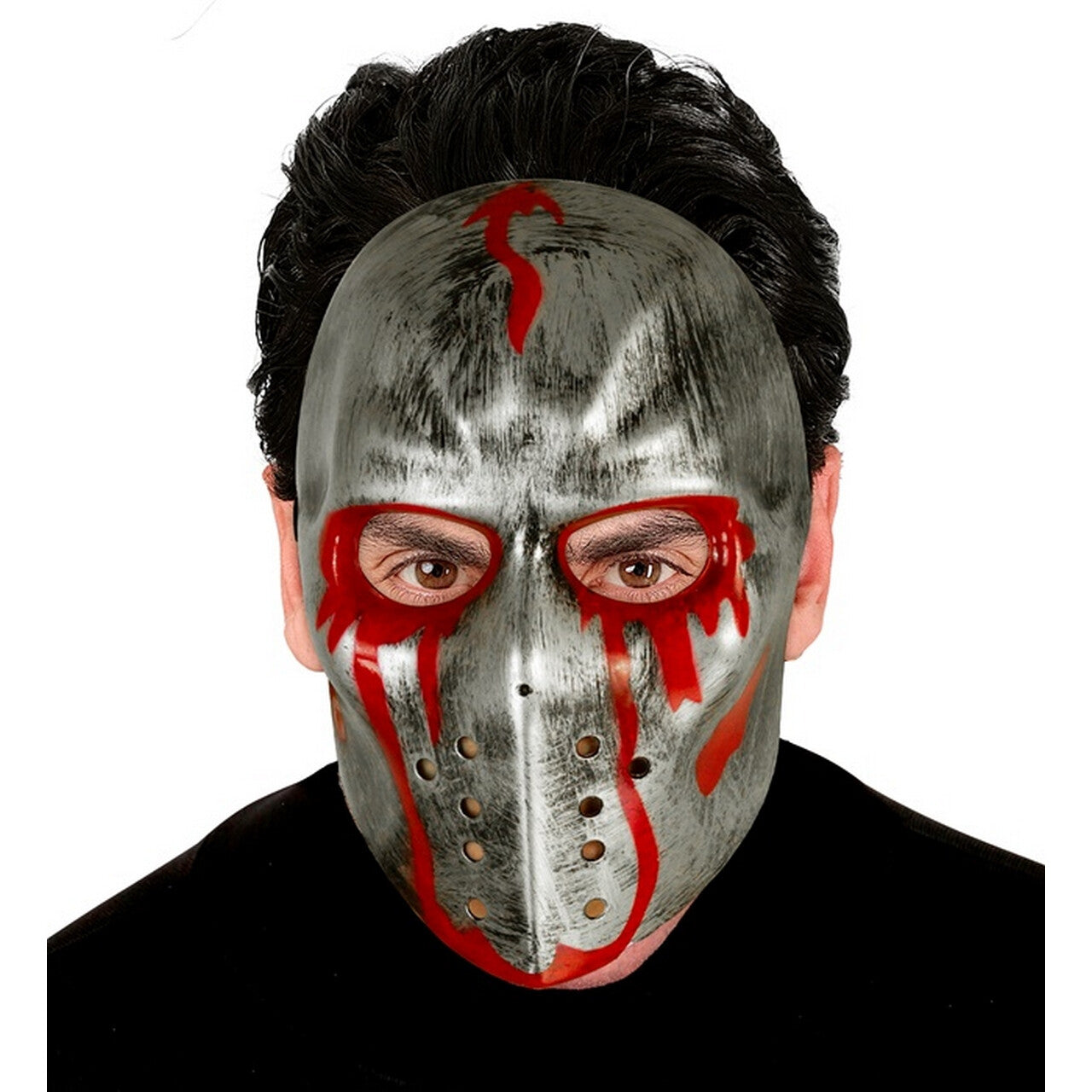 Op deze afbeelding zie je een Accessoires, van het merk Widmann. IJshockey Masker Jason Zilver