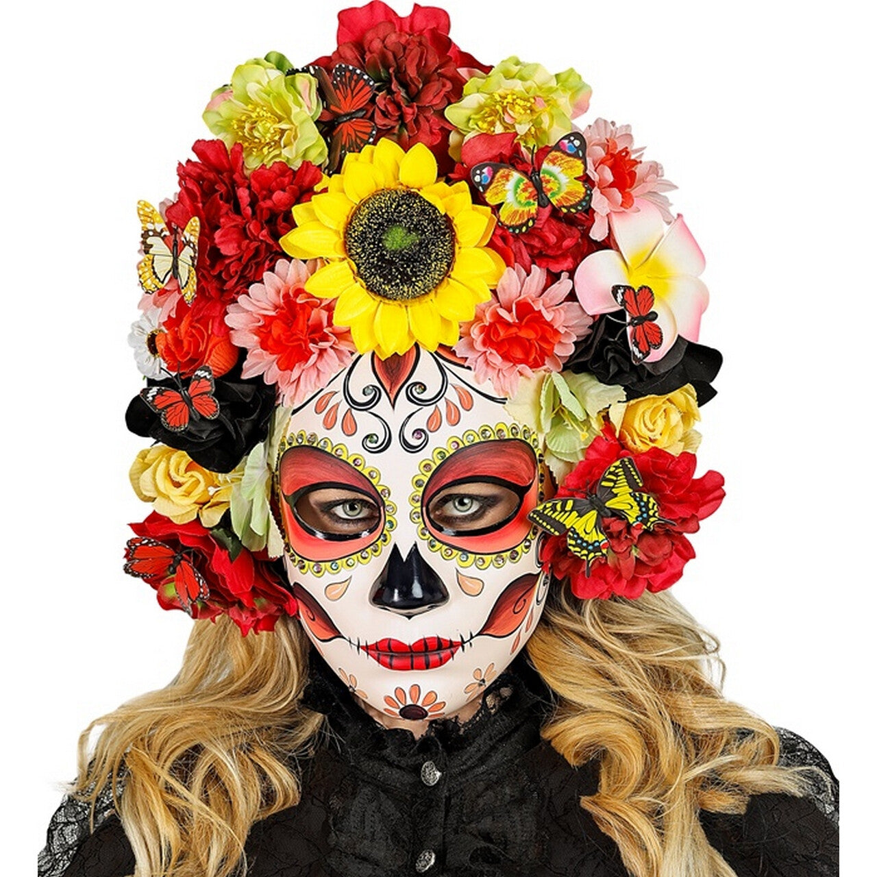 Op deze afbeelding zie je een Accessoires, van het merk Widmann. Masker Dag Van De Doden Bloemen