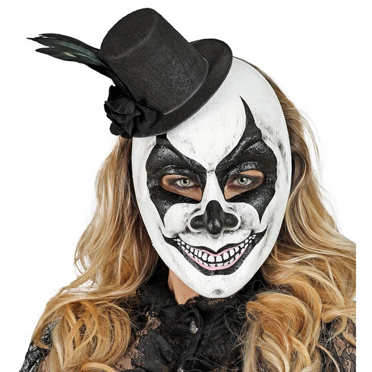 Op deze afbeelding zie je een Accessoires, van het merk Widmann. Masker Evil Man Met Hoed