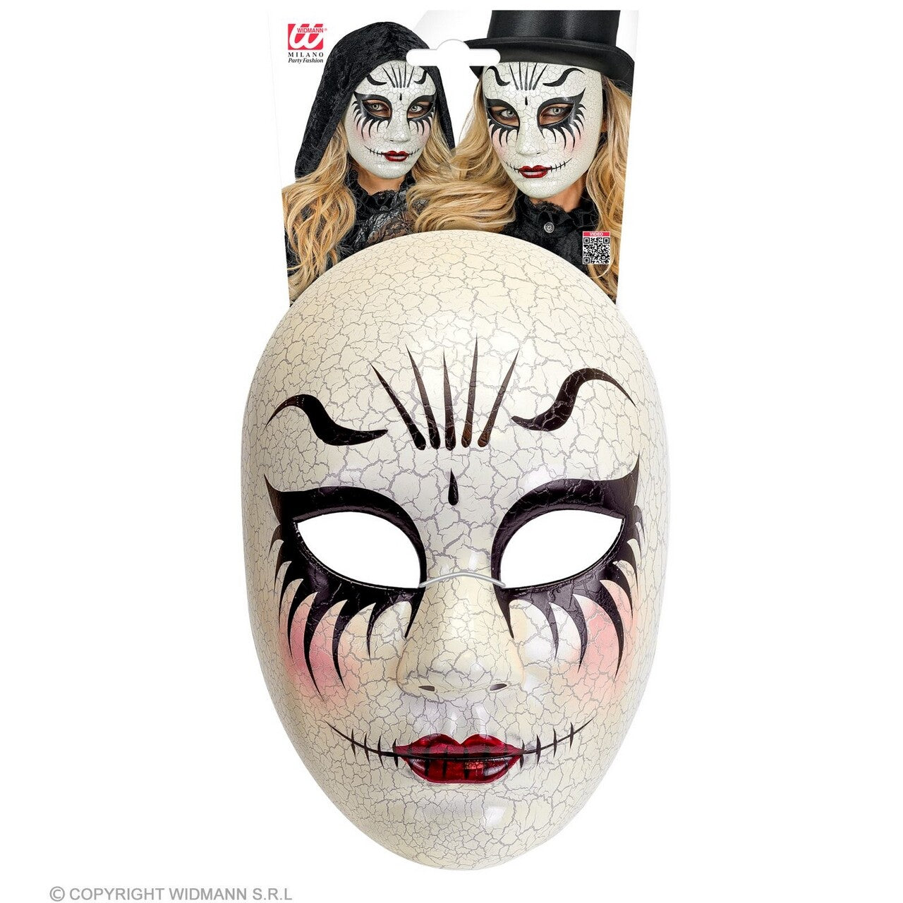 Op deze afbeelding zie je een Accessoires, van het merk Widmann. Masker Theater Gebarsten Gezicht Vrouw