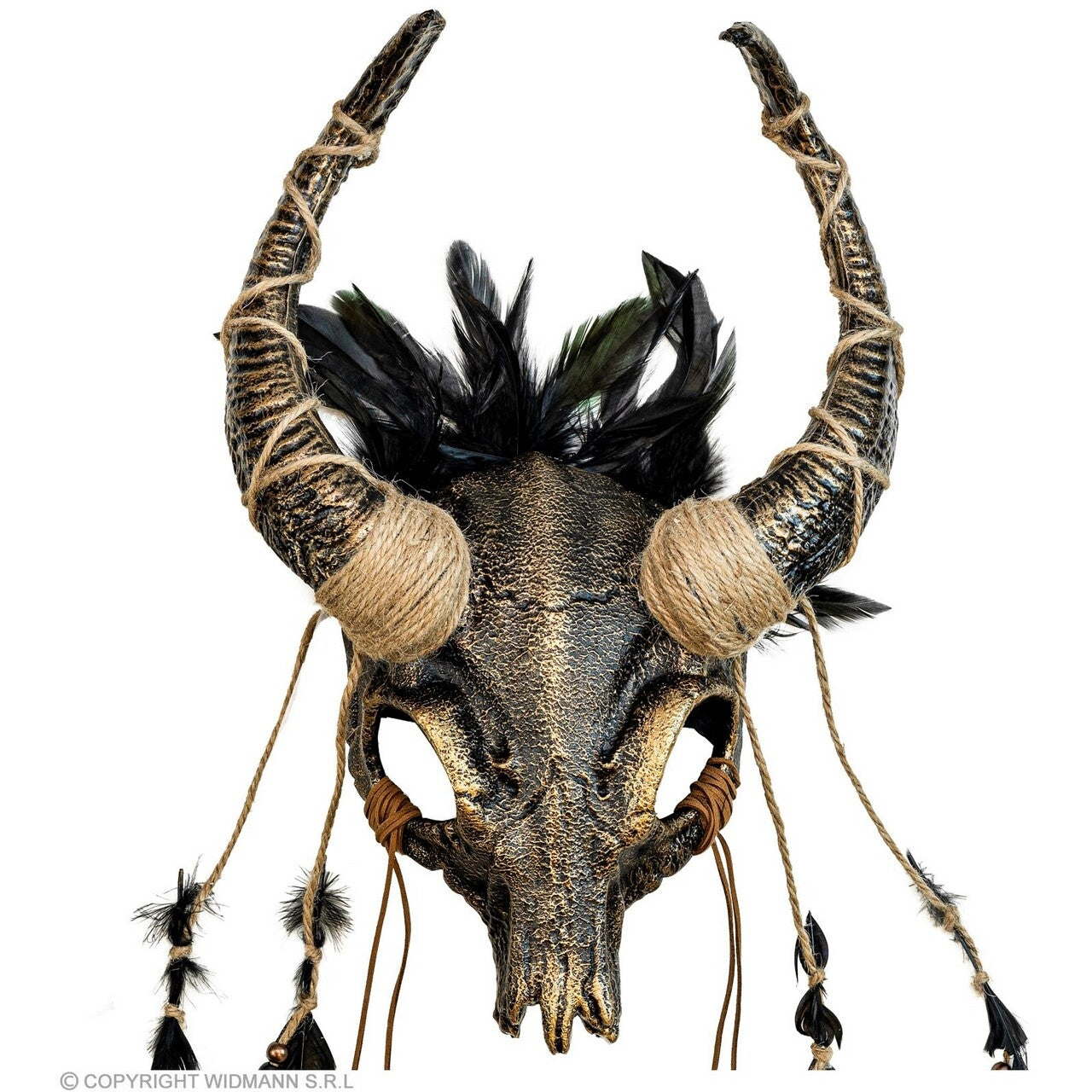 Op deze afbeelding zie je een Accessoires, van het merk Widmann. Masker Shamaan Schedel Stier Met Veren