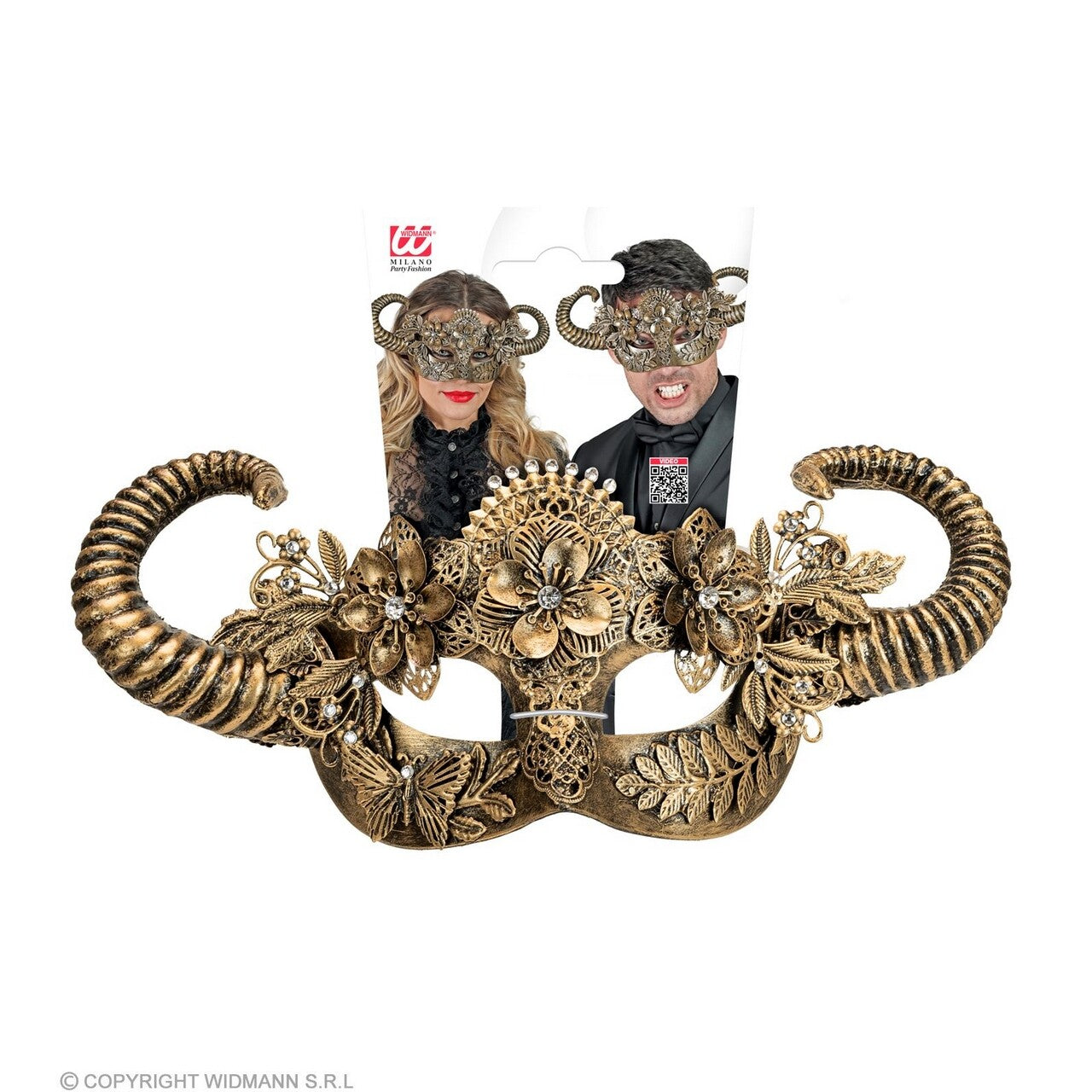 Op deze afbeelding zie je een Accessoires, van het merk Widmann. Oogmasker Theater Gouden Ram Duivel