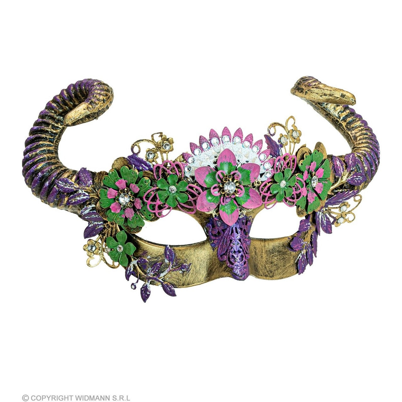 Op deze afbeelding zie je een Accessoires, van het merk Widmann. Oogmasker Ram Met Bloemen Duivel