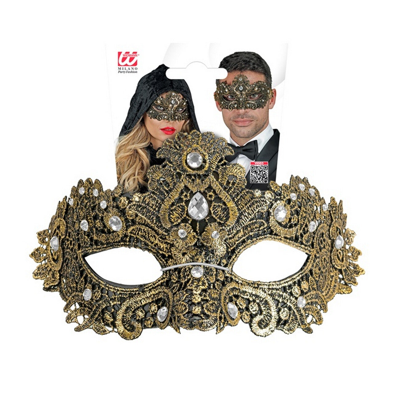 Op deze afbeelding zie je een Accessoires, van het merk Widmann. Oogmasker Onopgeloste Mysterie Goud