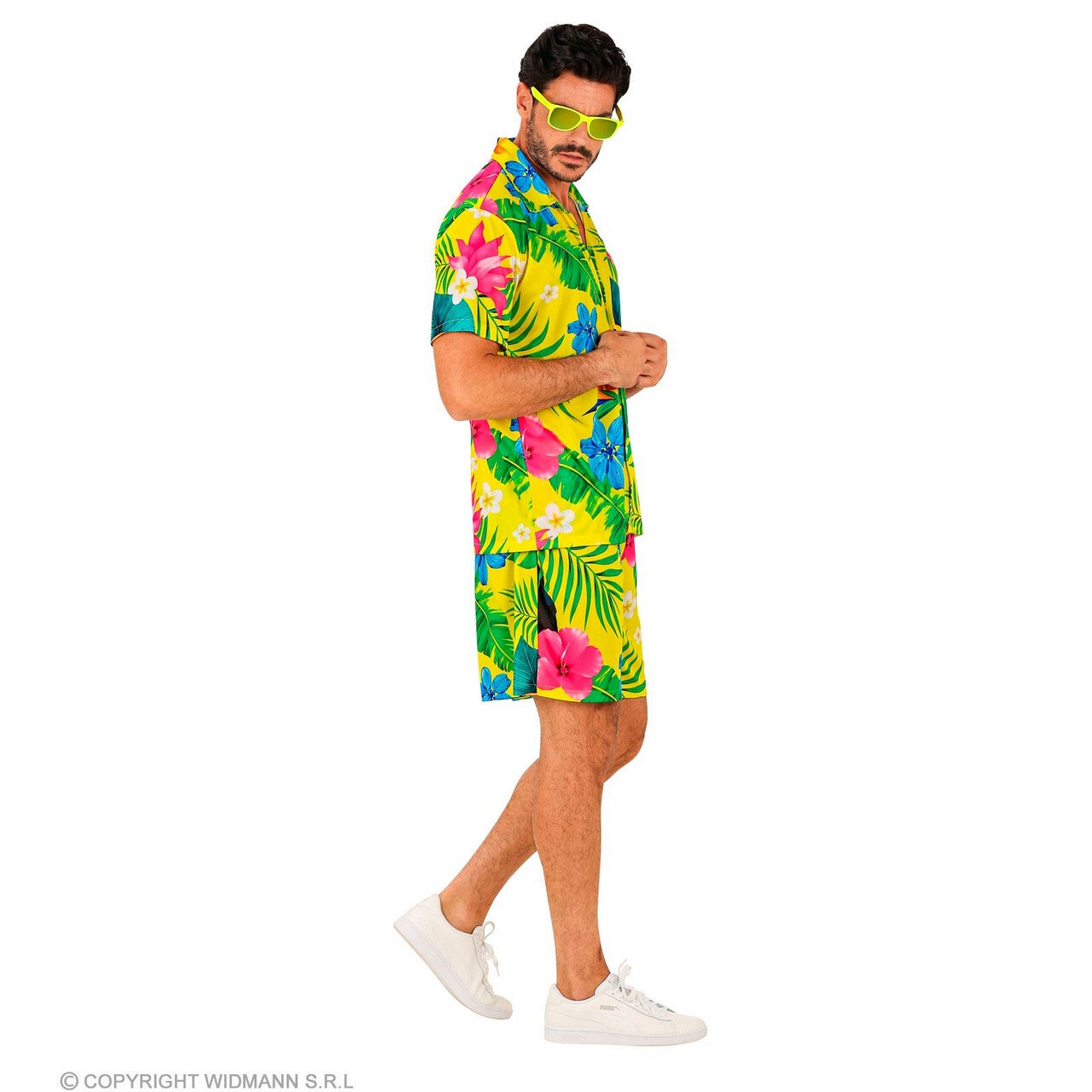 Op deze afbeelding zie je een Kostuums, van het merk Widmann. Tropische Bloemen En Toekan Man Kostuum