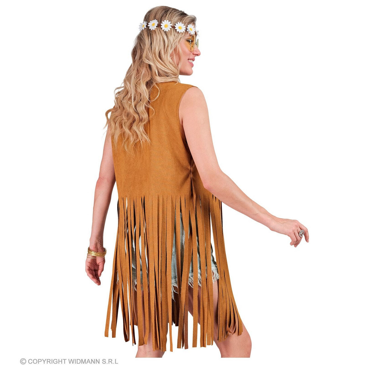 Op deze afbeelding zie je een Kostuums, van het merk Widmann. Hippie Vest Met Lange Franjes Vrouw
