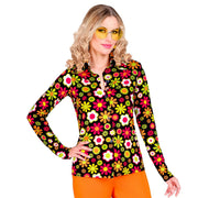 Op deze afbeelding zie je een Kostuums, van het merk Widmann. Super 60s Flower Dance Shirt Vrouw