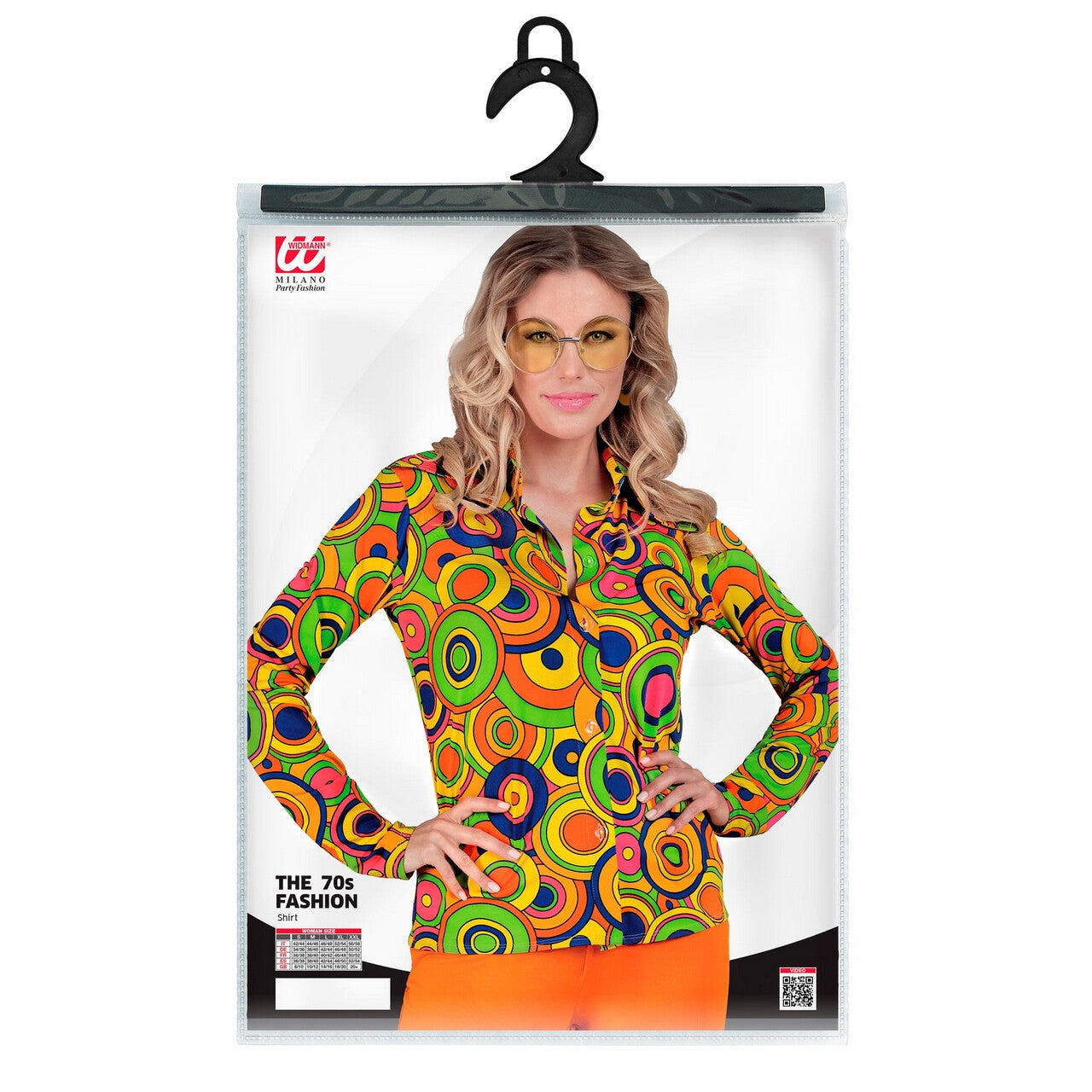 Op deze afbeelding zie je een Kostuums, van het merk Widmann. Love The 70s Shirt Longplay Circles Vrouw