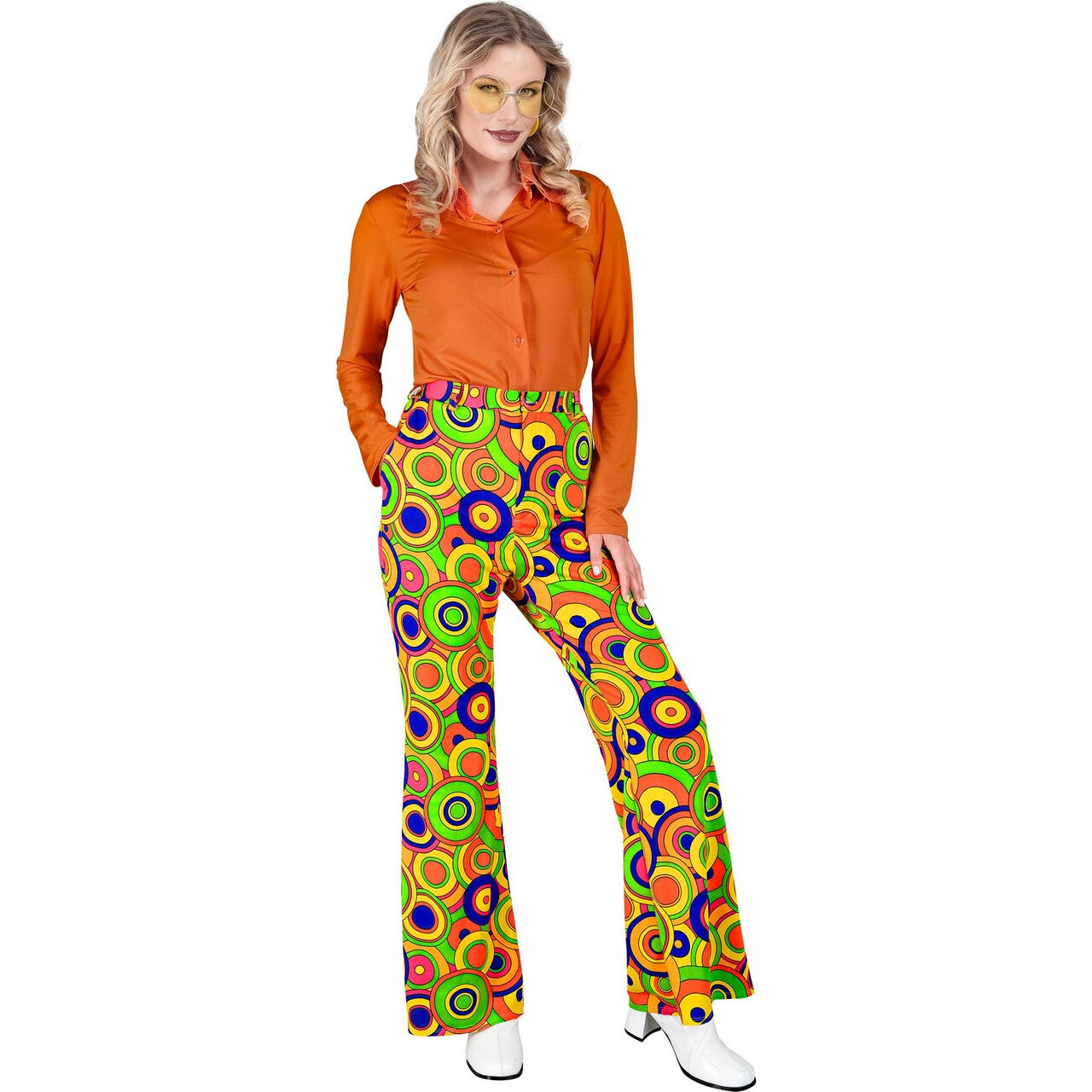 Op deze afbeelding zie je een Kostuums, van het merk Widmann. Love The 70s Longplay Circles Broek Vrouw