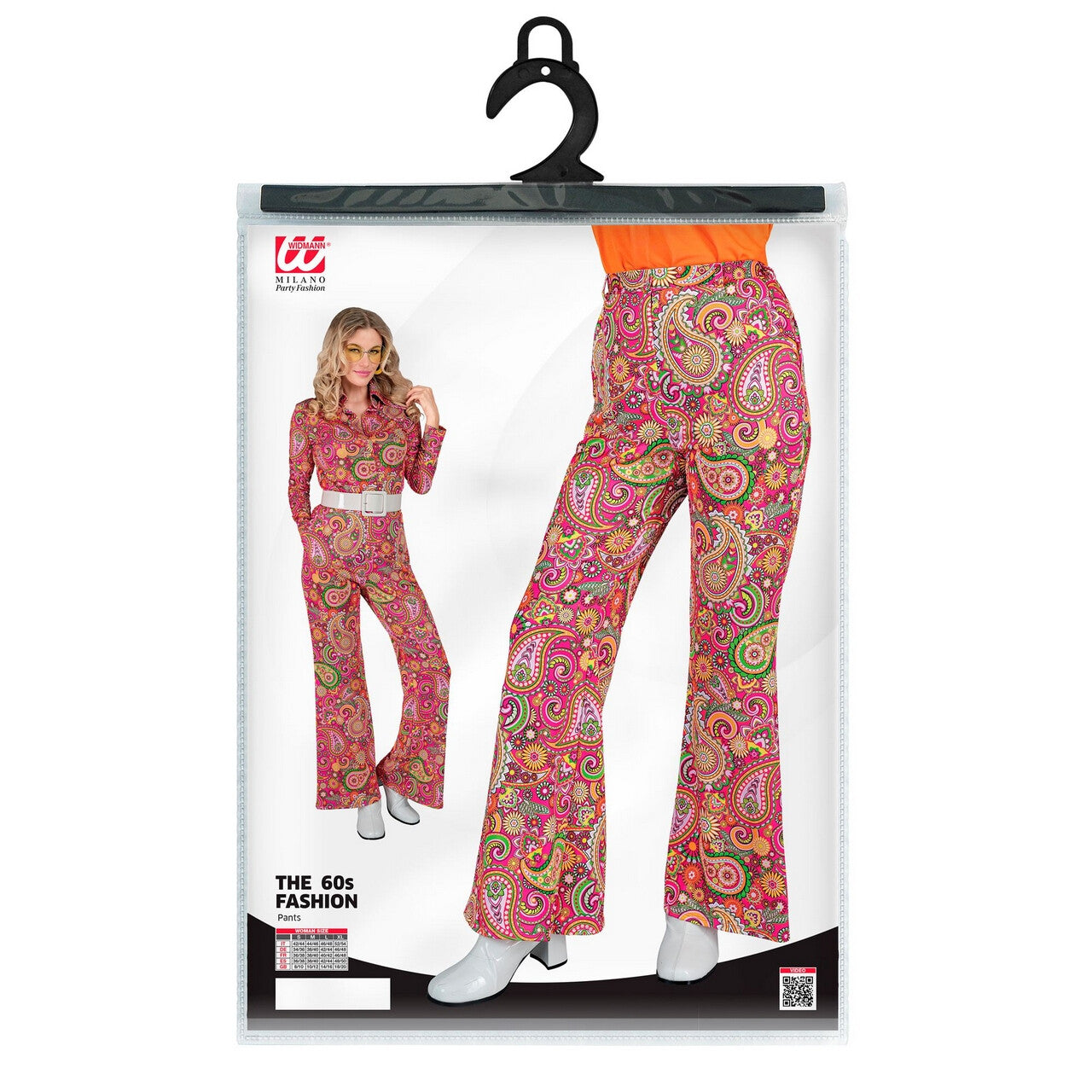 Op deze afbeelding zie je een Kostuums, van het merk Widmann. So Into The 60s Broek Paidge Paisley Vrouw