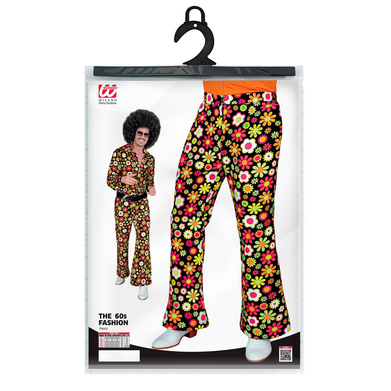 Op deze afbeelding zie je een Kostuums, van het merk Widmann. Super 60s Flower Dance Wijde Pijpen Broek Man