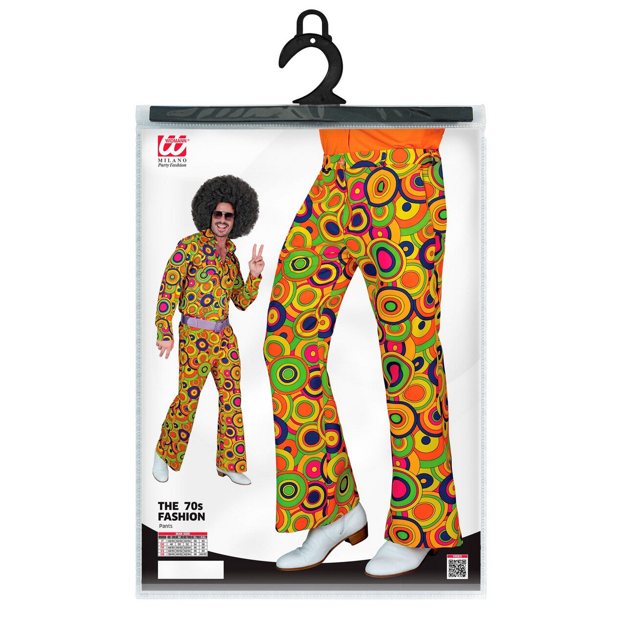 Op deze afbeelding zie je een Kostuums, van het merk Widmann. Love The 70s Longplay Circles Wijde Pijpen Broek Man