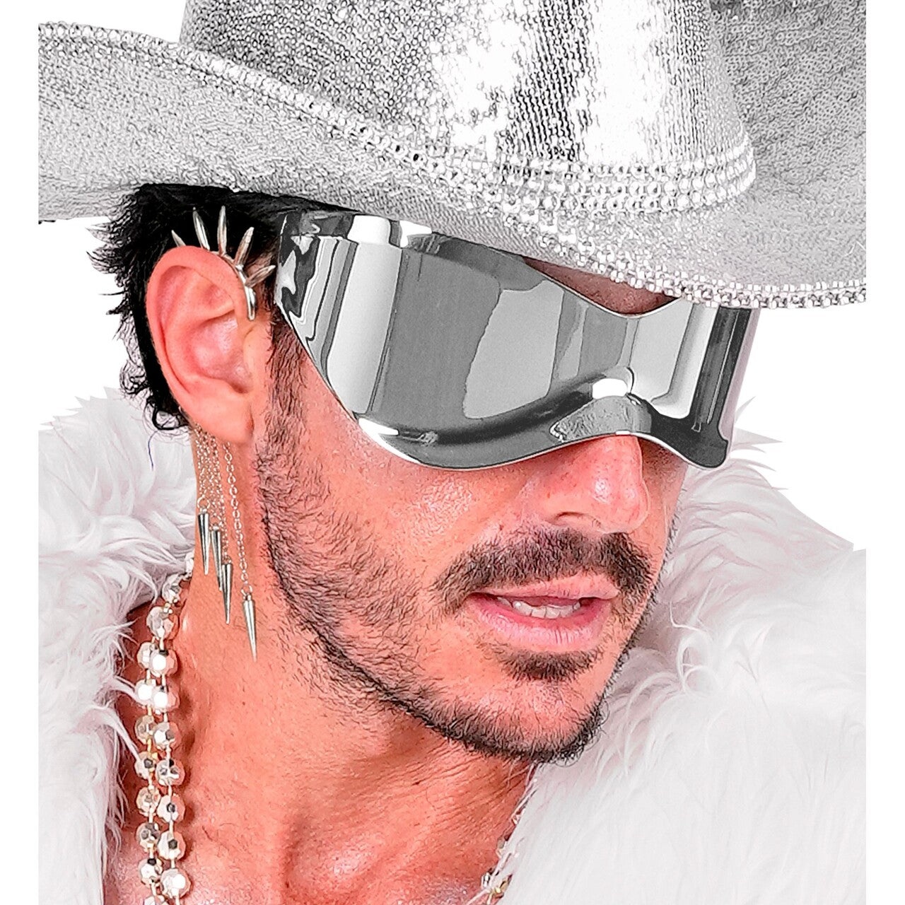 Op deze afbeelding zie je een Accessoires, van het merk Widmann. Oor Versiering Silver Punk