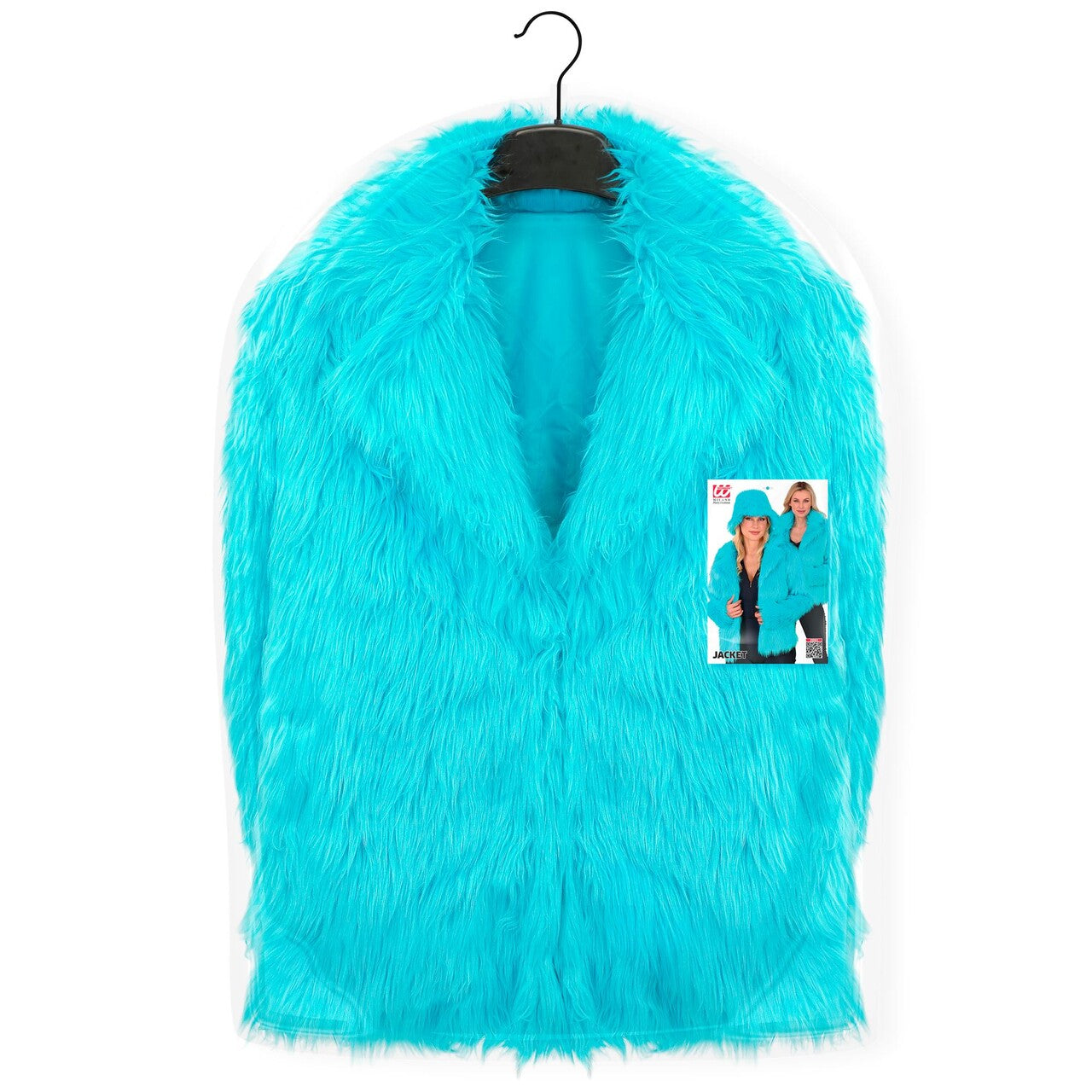 Op deze afbeelding zie je een Kostuums, van het merk Widmann. Lichtblauwe Bontjas Turquoise Vrouw