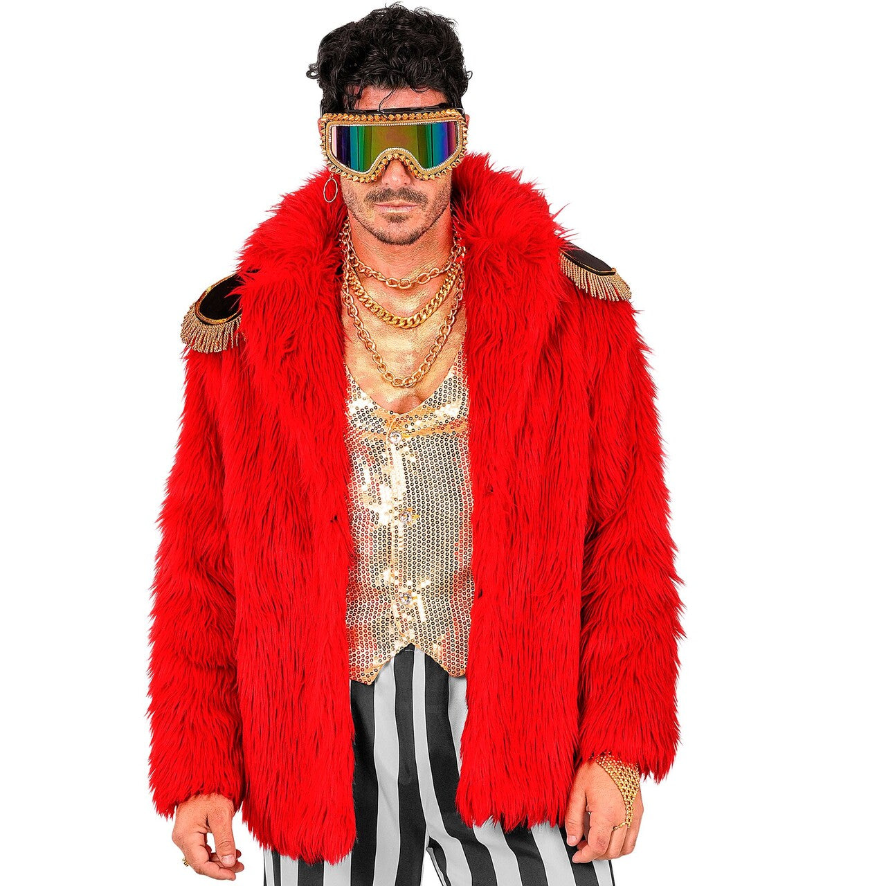 Op deze afbeelding zie je een Kostuums, van het merk Widmann. Dress To Impress Rode Bontjas