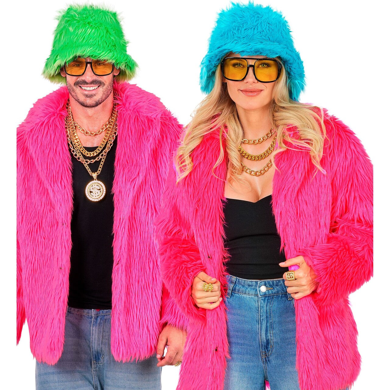 Op deze afbeelding zie je een Kostuums, van het merk Widmann. Crazy In Pink Bontjas