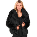 Zwarte Bontjas Style Icon Vrouw