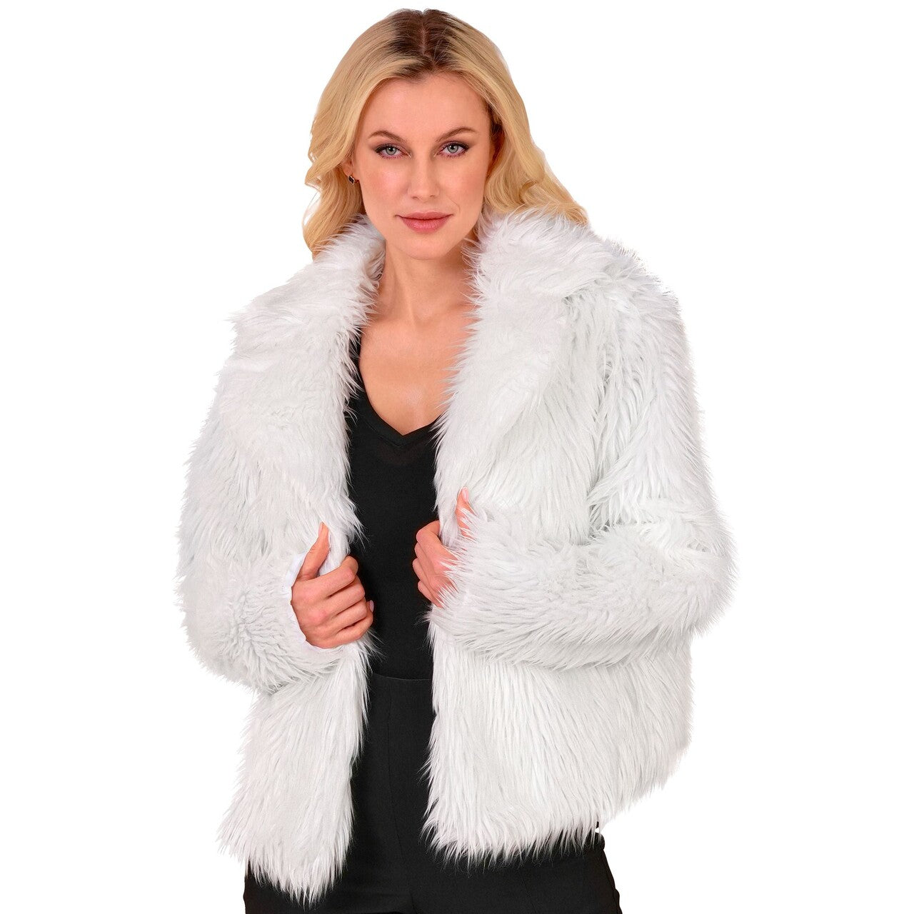 Op deze afbeelding zie je een Kostuums, van het merk Widmann. Witte Bontjas Hot In White Vrouw