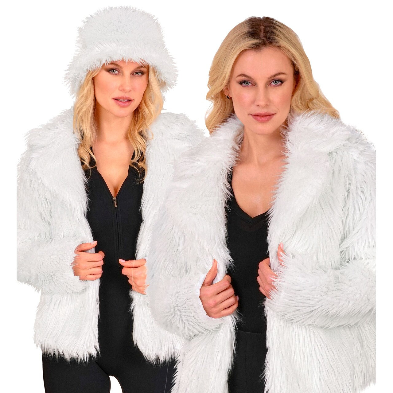 Op deze afbeelding zie je een Kostuums, van het merk Widmann. Witte Bontjas Hot In White Vrouw