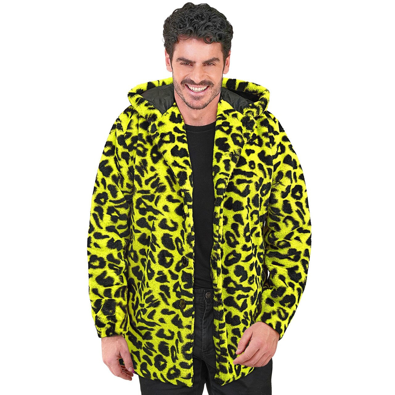 Op deze afbeelding zie je een Kostuums, van het merk Widmann. Bontjas Met Capuchon Crazy Animal Party Geel