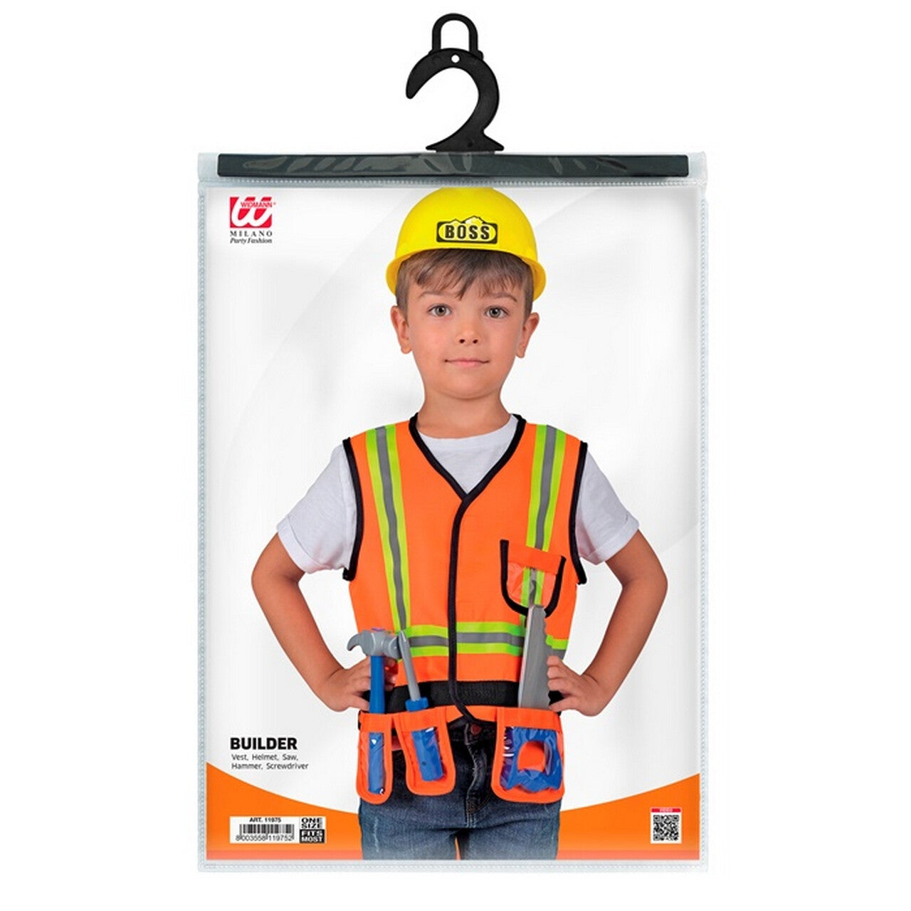 Op deze afbeelding zie je een Kostuums, van het merk Widmann. Bouwvakker Bobby Set Kind Kostuum