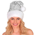 Glitter Bling Kerst Muts Met Pailletten Zilver