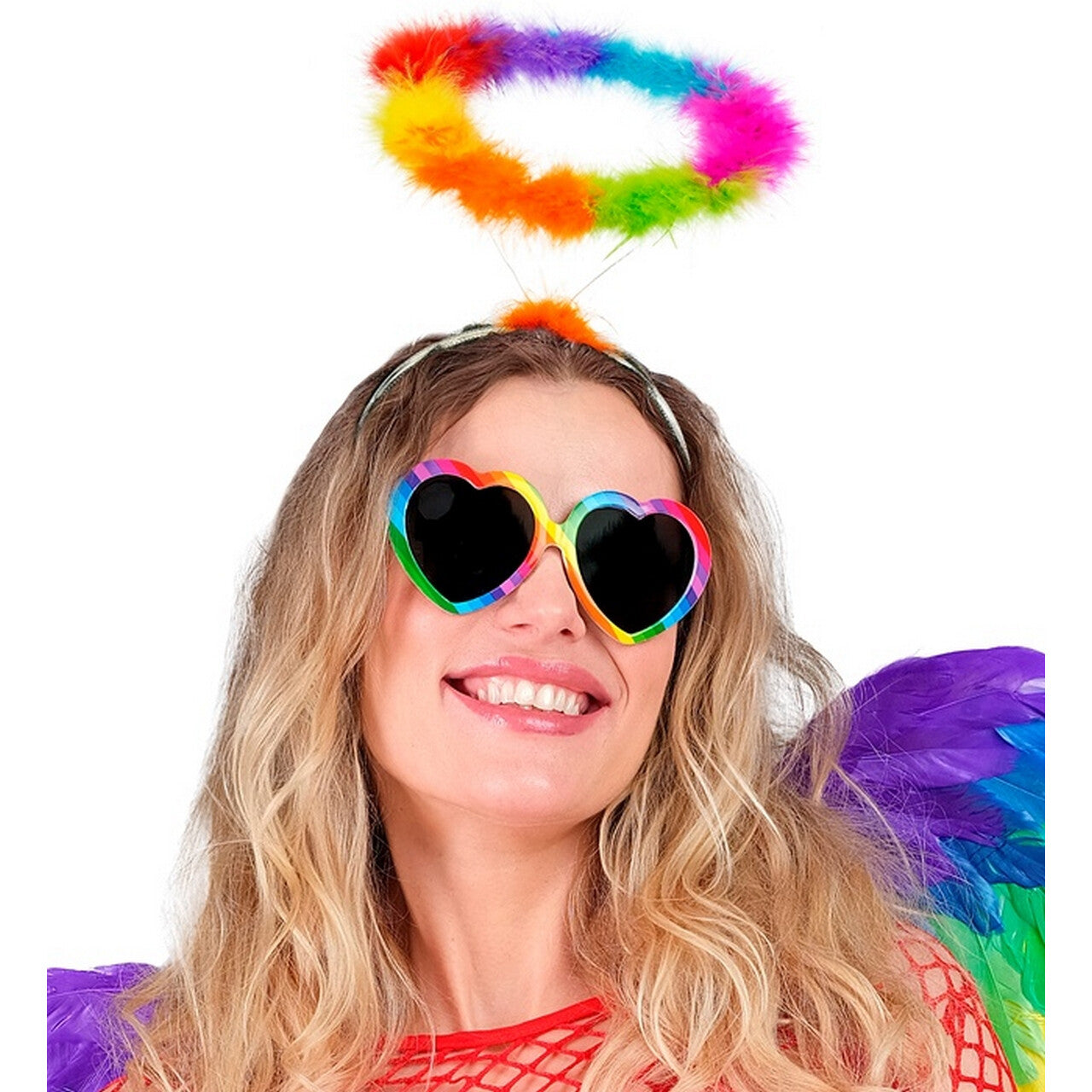 Op deze afbeelding zie je een Accessoires, van het merk Widmann. Pluchen Regenboog Halo