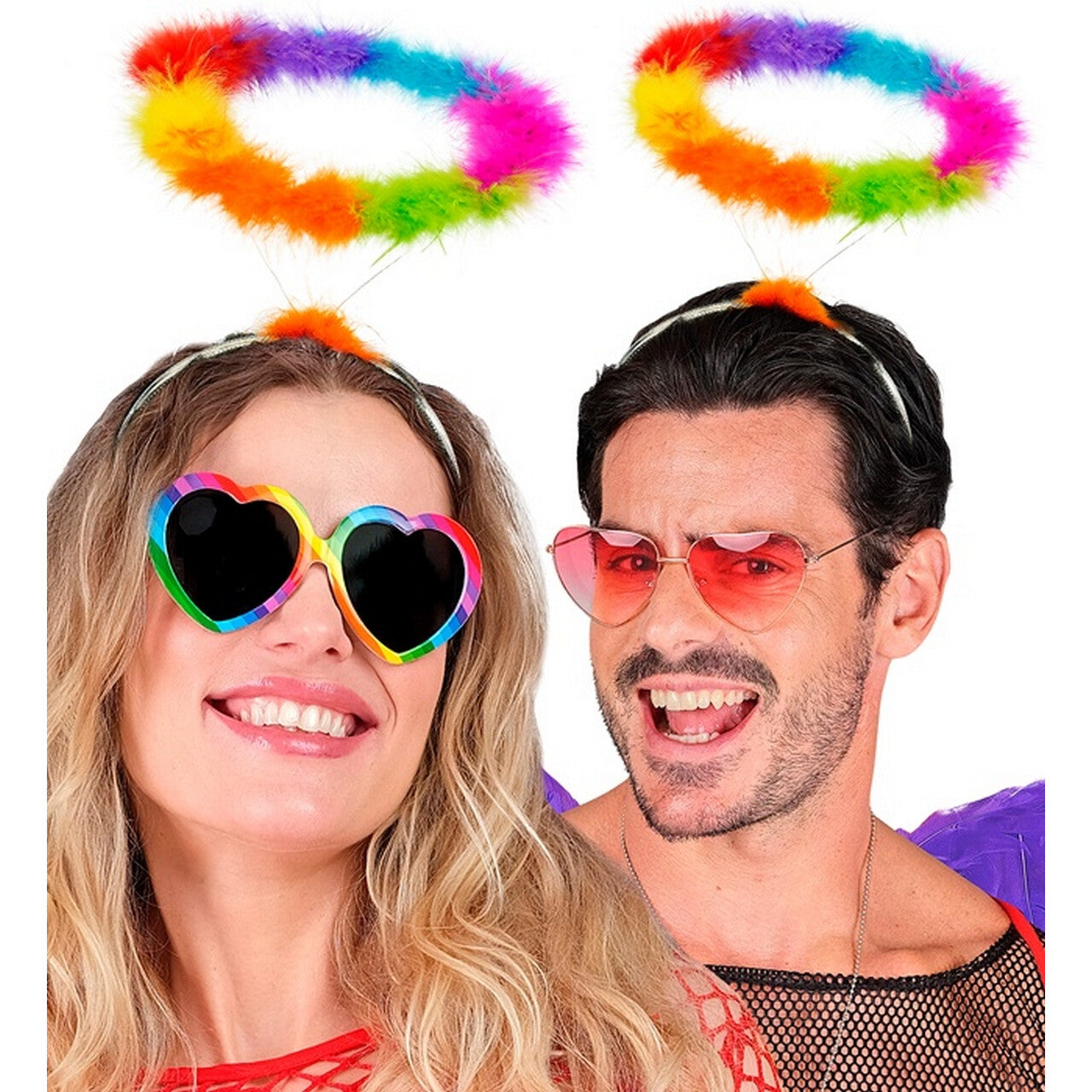 Op deze afbeelding zie je een Accessoires, van het merk Widmann. Pluchen Regenboog Halo
