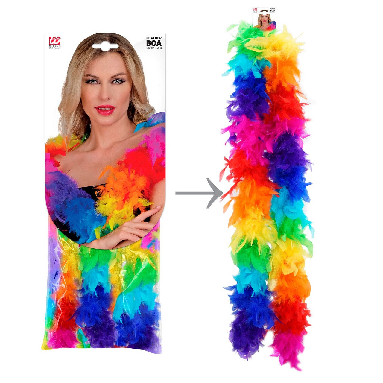 Op deze afbeelding zie je een Accessoires, van het merk Widmann. Boa Ranbow 180 Centimeter 80 Gram