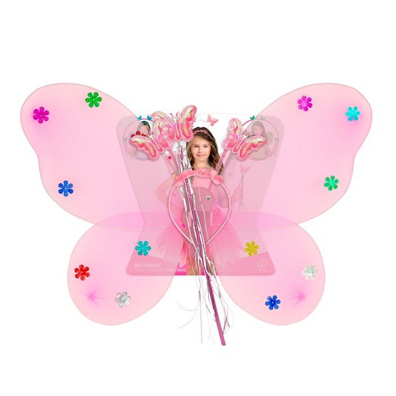 Op deze afbeelding zie je een Accessoires, van het merk Widmann. Roze Vlinder Sterrenfee Set