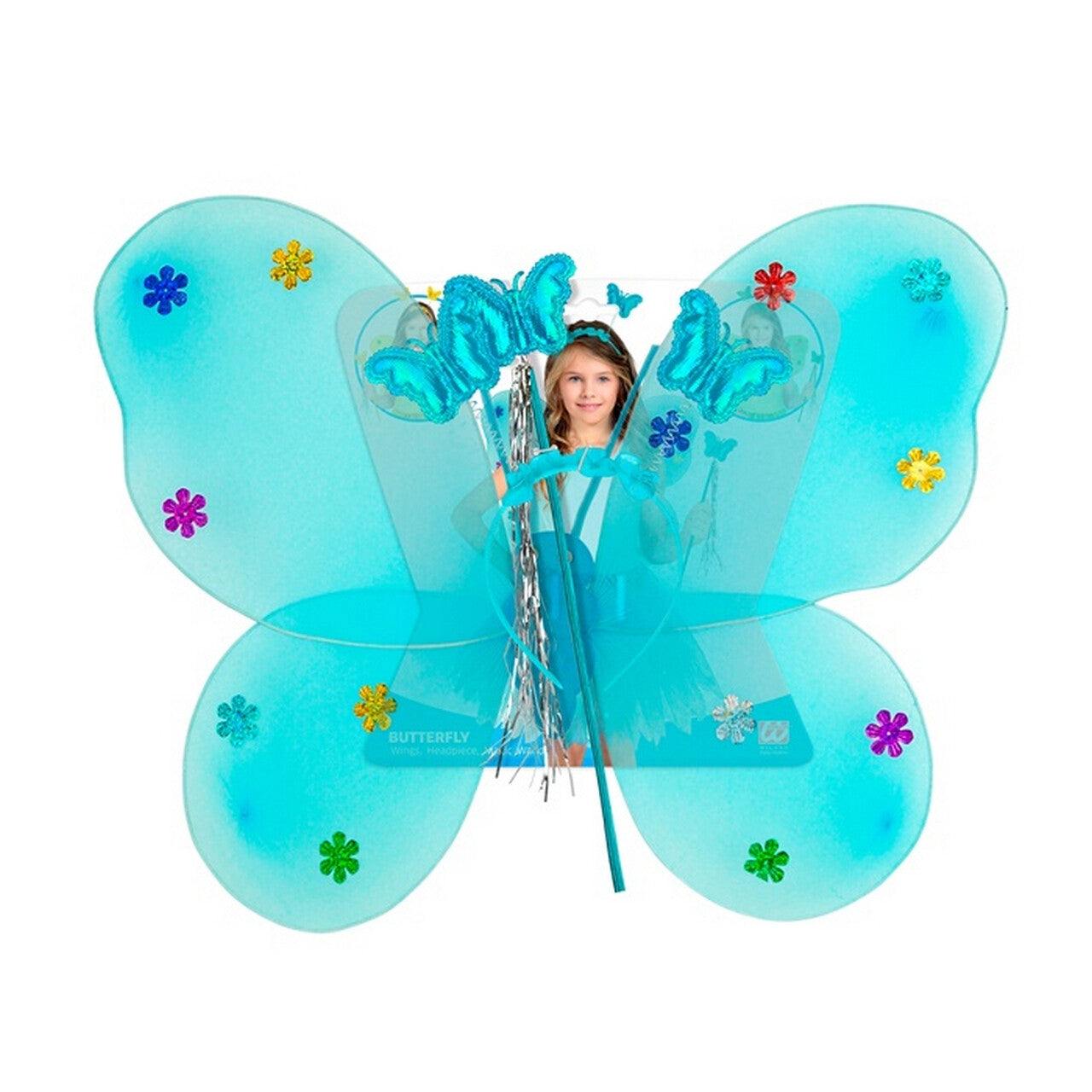 Op deze afbeelding zie je een Accessoires, van het merk Widmann. Blauwe Vlinder Sterrenfee Set