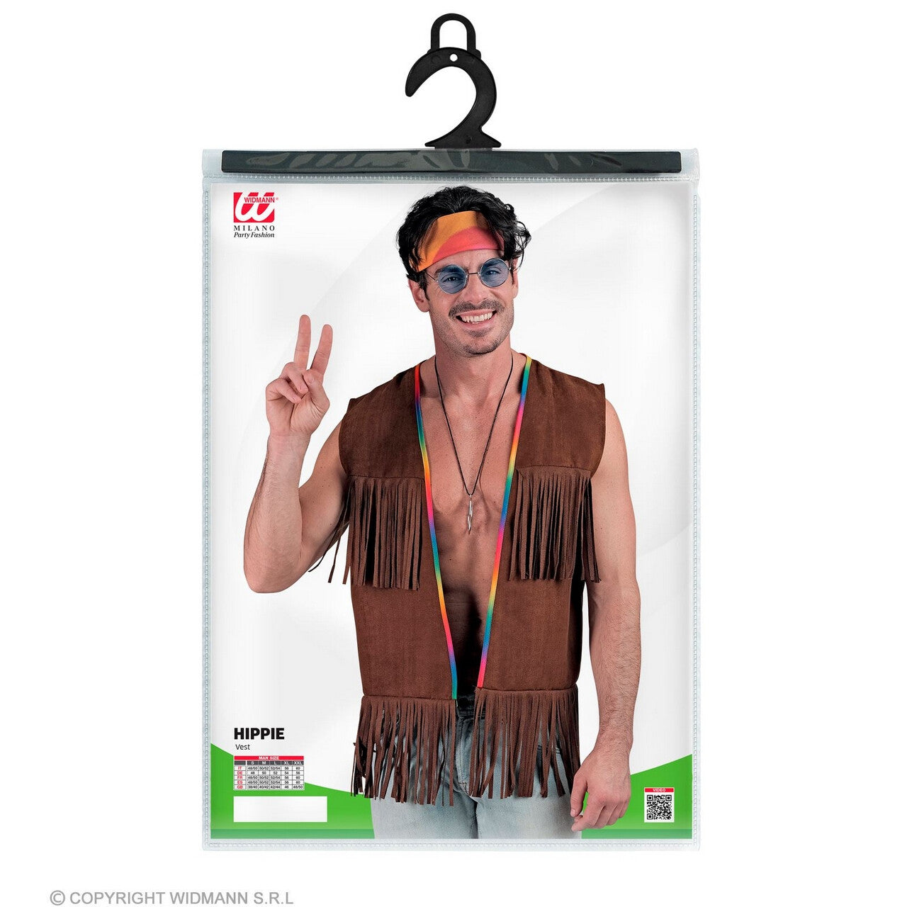 Op deze afbeelding zie je een Kostuums, van het merk Widmann. Hippie Western Vest Met Franjes Bruin Man