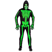Op deze afbeelding zie je een Kostuums, van het merk Widmann. Gif Groene Halloween Skeletman Kostuum