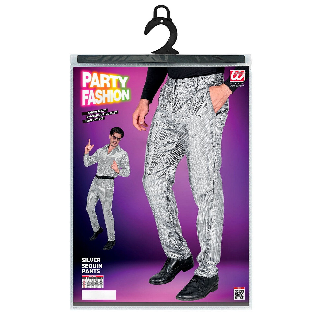 Op deze afbeelding zie je een Kostuums, van het merk Widmann. Love To Shine Pailletten Broek Zilver Man
