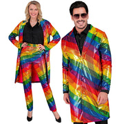 Op deze afbeelding zie je een Kostuums, van het merk Widmann. Pailletten Regenboog Strepen Jas