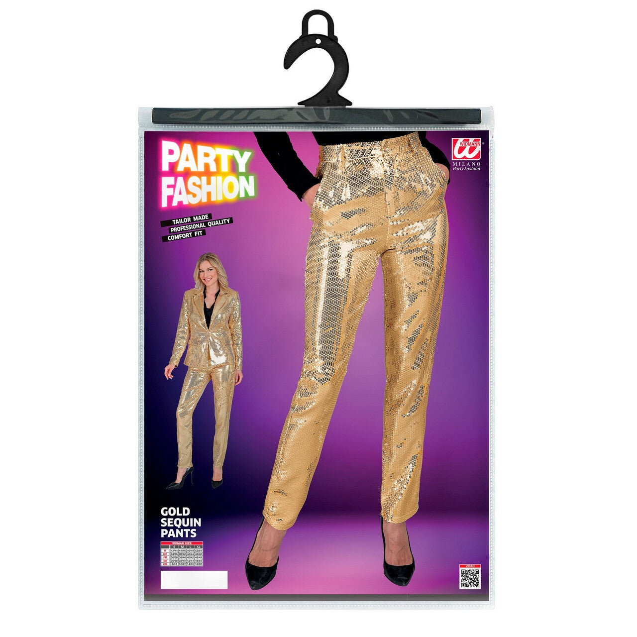 Op deze afbeelding zie je een Kostuums, van het merk Widmann. Pailletten Broek Proud To Be Goud Vrouw