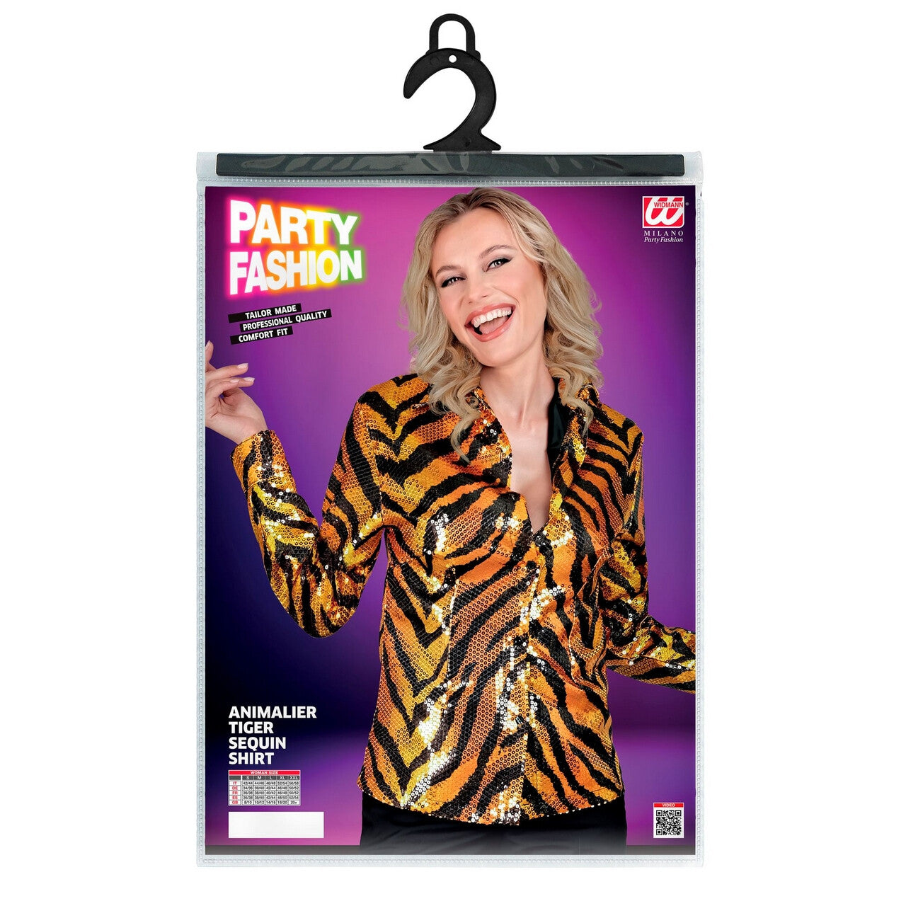 Op deze afbeelding zie je een Kostuums, van het merk Widmann. Pailletten Blouse Tigerwild Vrouw