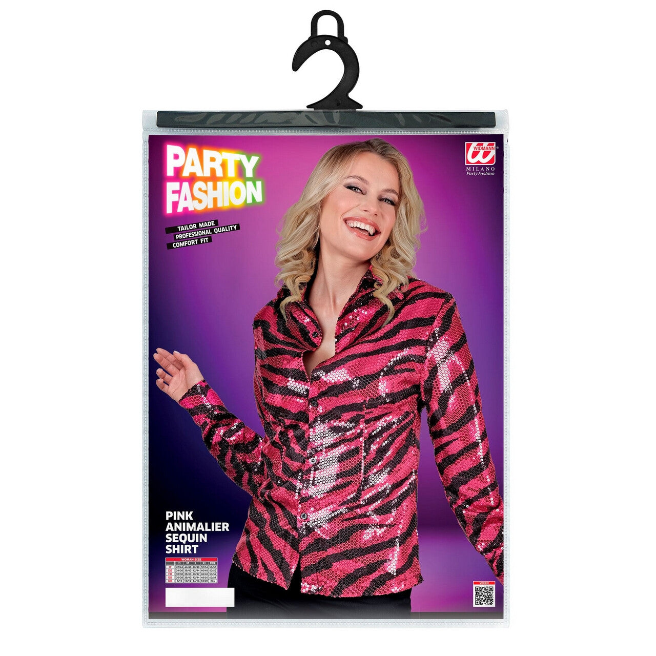 Op deze afbeelding zie je een Kostuums, van het merk Widmann. Pailletten Blouse Tijger Topper Roze Vrouw