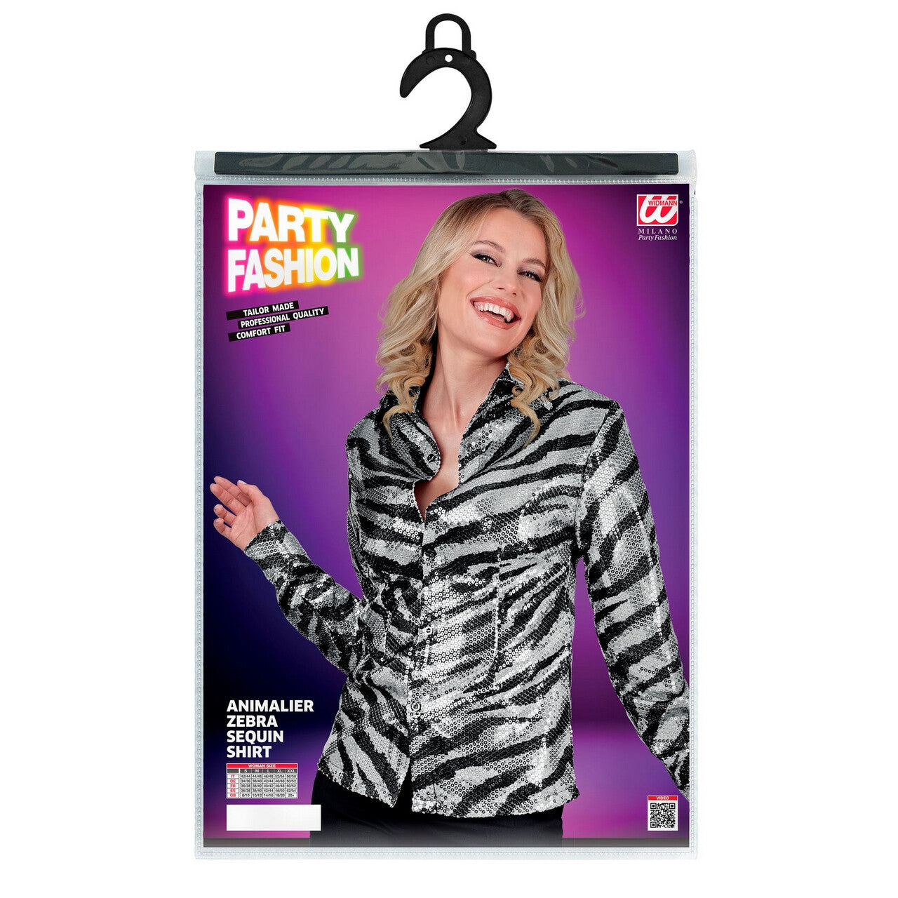 Op deze afbeelding zie je een Kostuums, van het merk Widmann. Pailletten Blouse Zilver Tijgerprint Vrouw