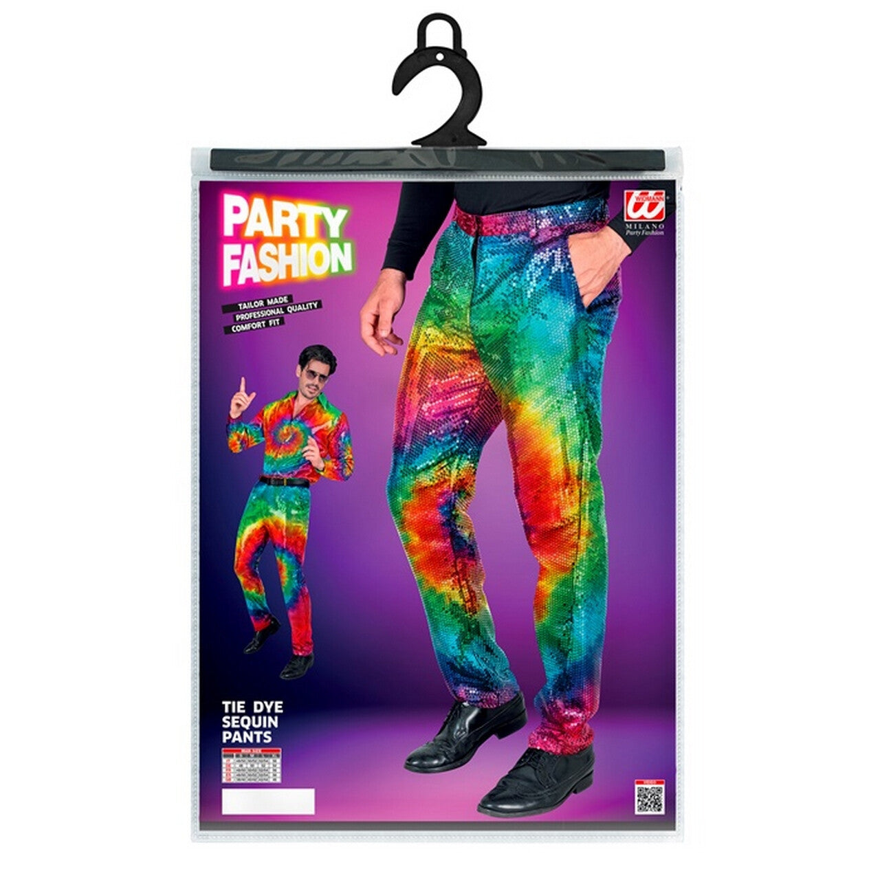 Op deze afbeelding zie je een Kostuums, van het merk Widmann. Colour Me Best Broek Pailletten Man