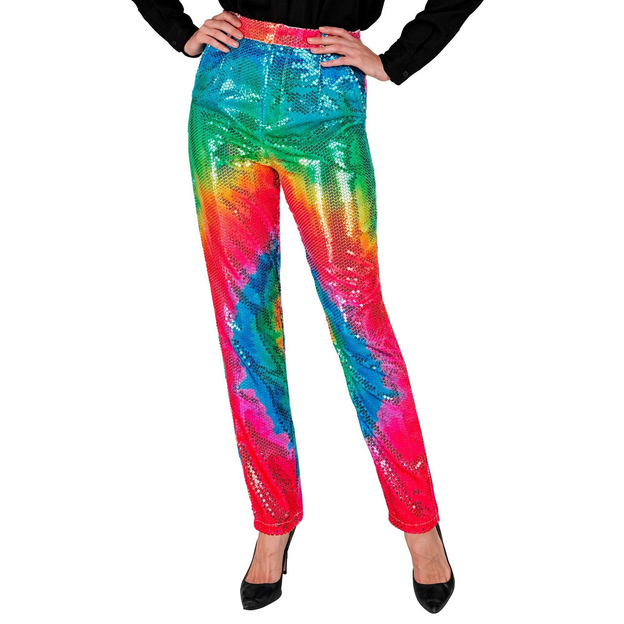 Op deze afbeelding zie je een Kostuums, van het merk Widmann. Pailletten Kleurenfestijn Hippie Fest Broek Vrouw