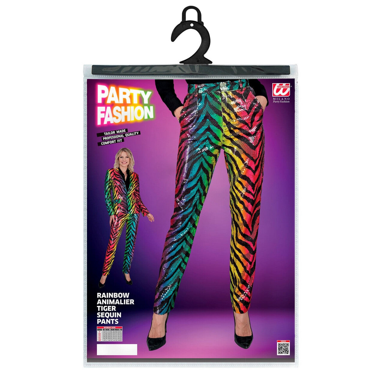 Op deze afbeelding zie je een Kostuums, van het merk Widmann. Pailletten Rainbow Tiger Broek Vrouw