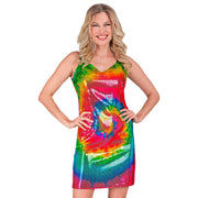 Op deze afbeelding zie je een Kostuums, van het merk Widmann. Pailletten Jurk Hippie Tie Dye Colour Bomb Vrouw
