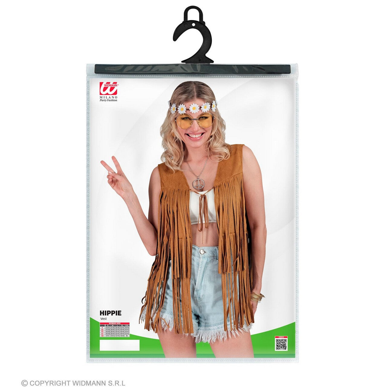 Op deze afbeelding zie je een Kostuums, van het merk Widmann. Hippie Vest Boho Franjes Vrouw